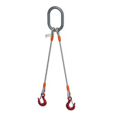 1" Two Leg Wire Rope Sling with Hoist Hooks T092 - WLL 17 Tons
